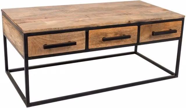 Tavolino in legno e metallo marrone 119x61x48h