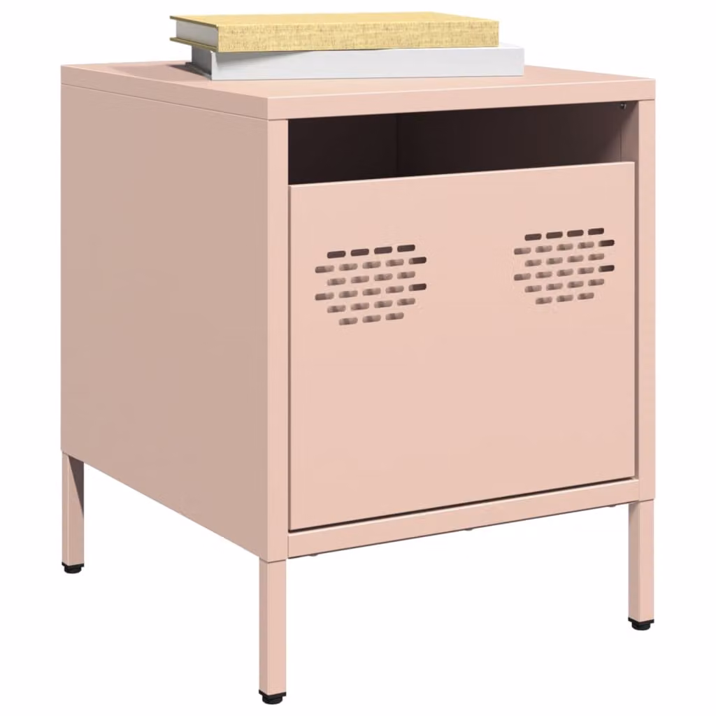 Comodino vidaXL in metallo rosa opaco L/P/H: 35 x 39 x 43,5 cm