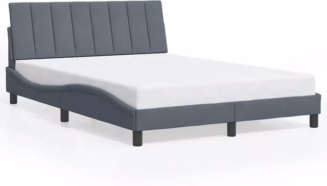 Letto matrimoniale | Letto per adulti | Giroletto senza Materasso Hanko Grigio Scuro 140x200 cm Velluto