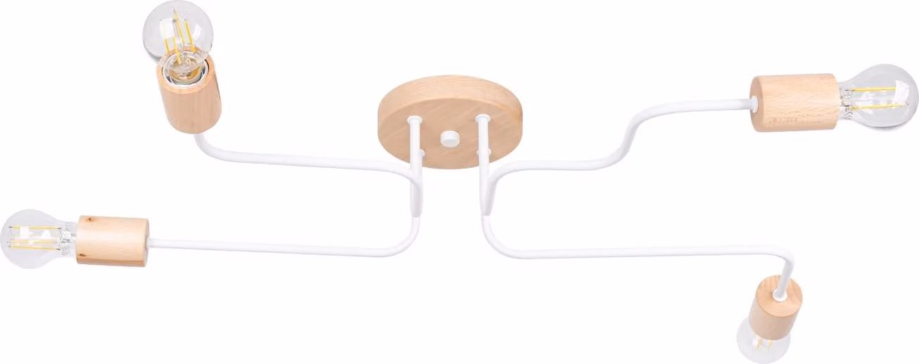 Lampada da soffitto PALMOS bianco-marrone 4xE27x15W in legno, dimensioni: 16,5x75x58 cm, IP20, Pure Lume