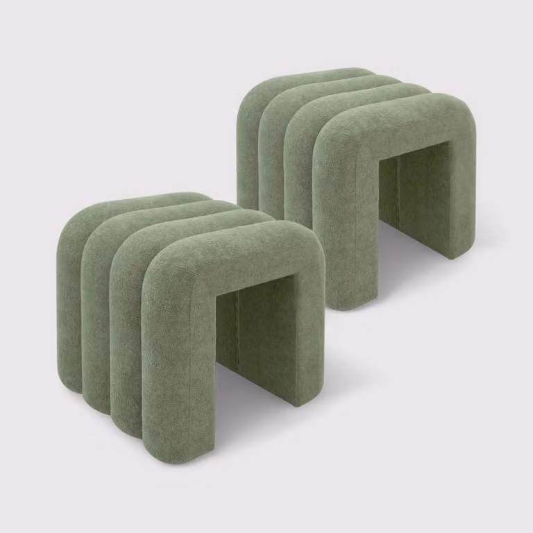 Bamya - Set 2 pouf decorativi di design verde scuro