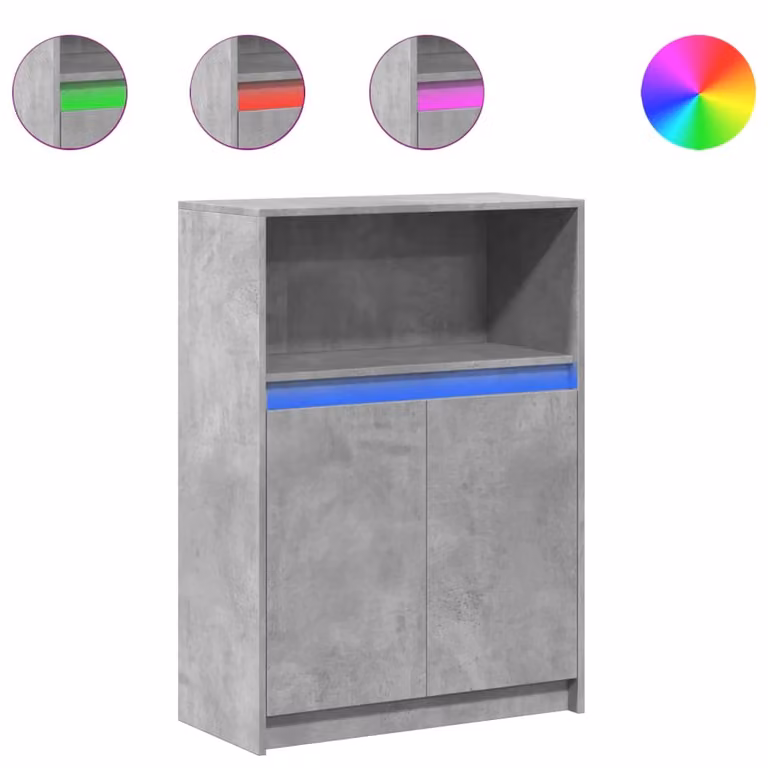 Credenza con LED Grigio Cemento 72x34x100 cm Legno Multistrato