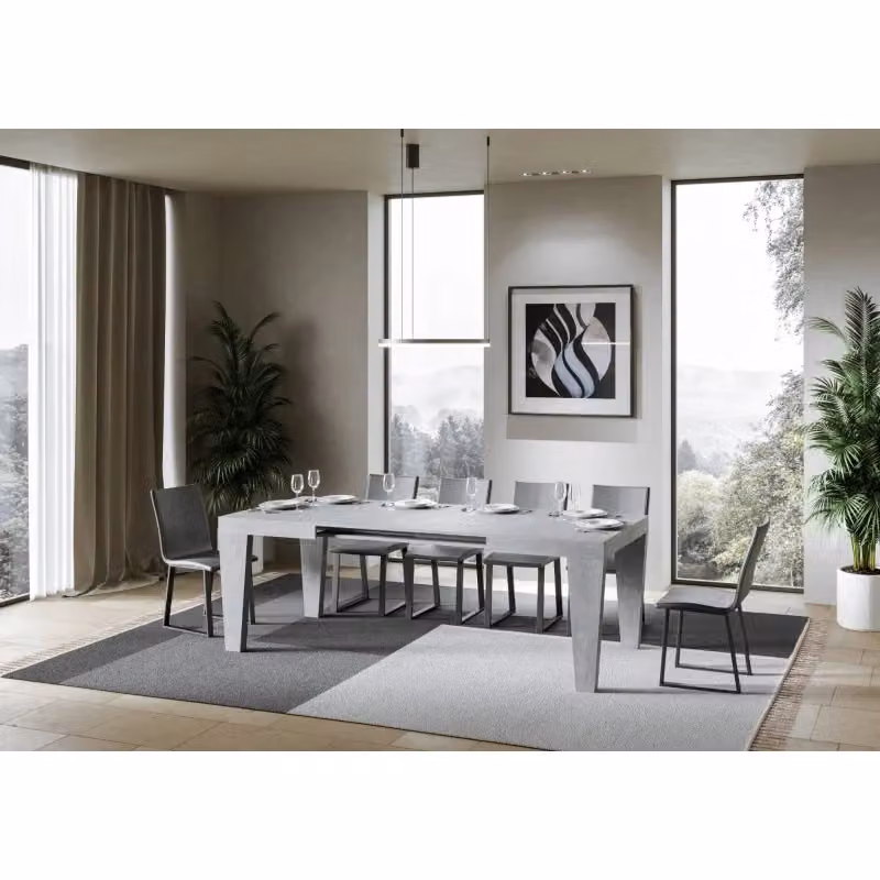 Tavolo allungabile moderno ITAMOBY Spimbo colore grigio effetto cemento L/P: 140/400 x 90 cm – 2