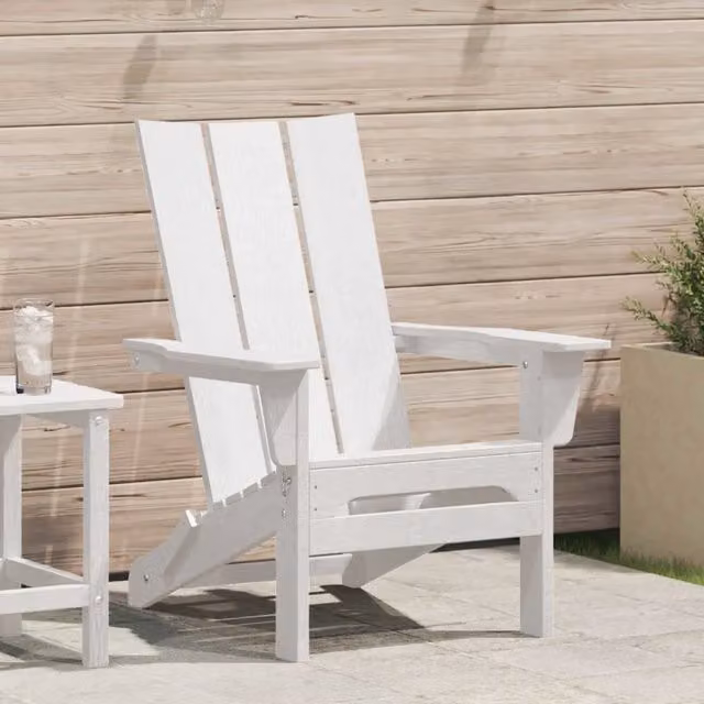 Sedia Adirondack pieghevole vidaXL bianca in plastica e metallo L: 80,5 cm, P: 74,5 cm, H: 92 cm