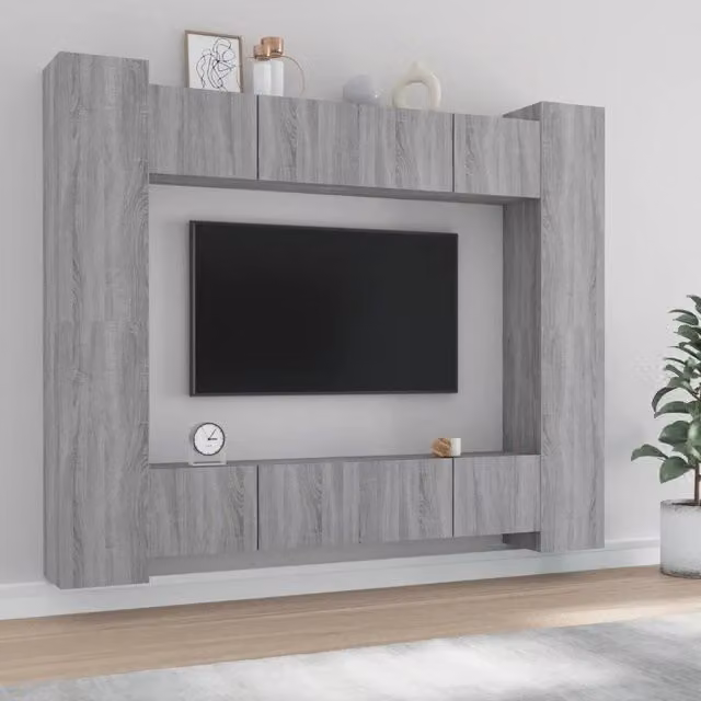 Set Mobili Porta TV 8pz Grigio Sonoma in Legno Multistrato 3114236