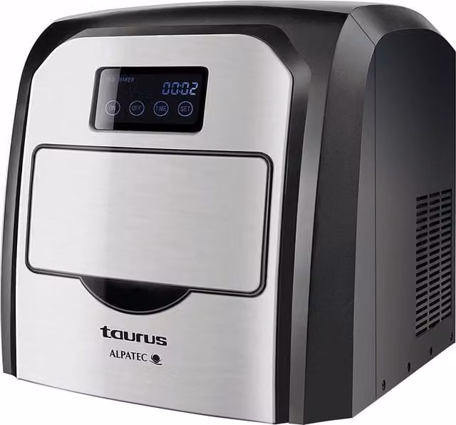 Macchina per cubetti di ghiaccio digitale Taurus color argento con display digitale