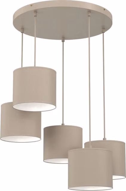 Lampada sospesa Arden Luminex beige con 5 luci E27 dimmabile in metallo e tessuto