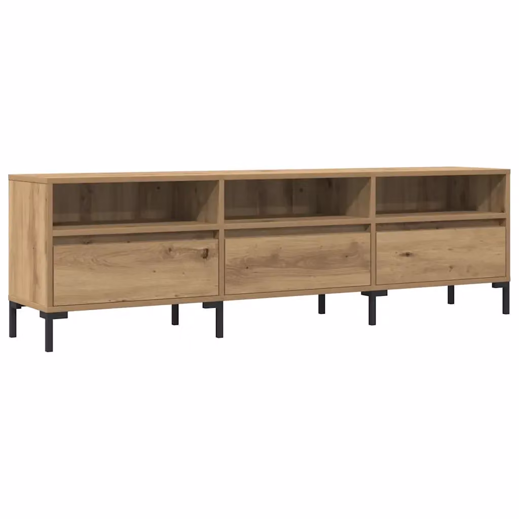 Mobile Porta TV Moderno vidaXL in Legno e Metallo, Colore Marrone Rovere, L 150 x P 30 x H 44,5 cm – 2