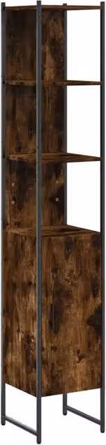 Mobiletto da bagno sospeso moderno HELLOSHOP26 in legno composito e metallo effetto rovere affumicato marrone L/P/H: 33 x 33 x 185,5 cm – 1