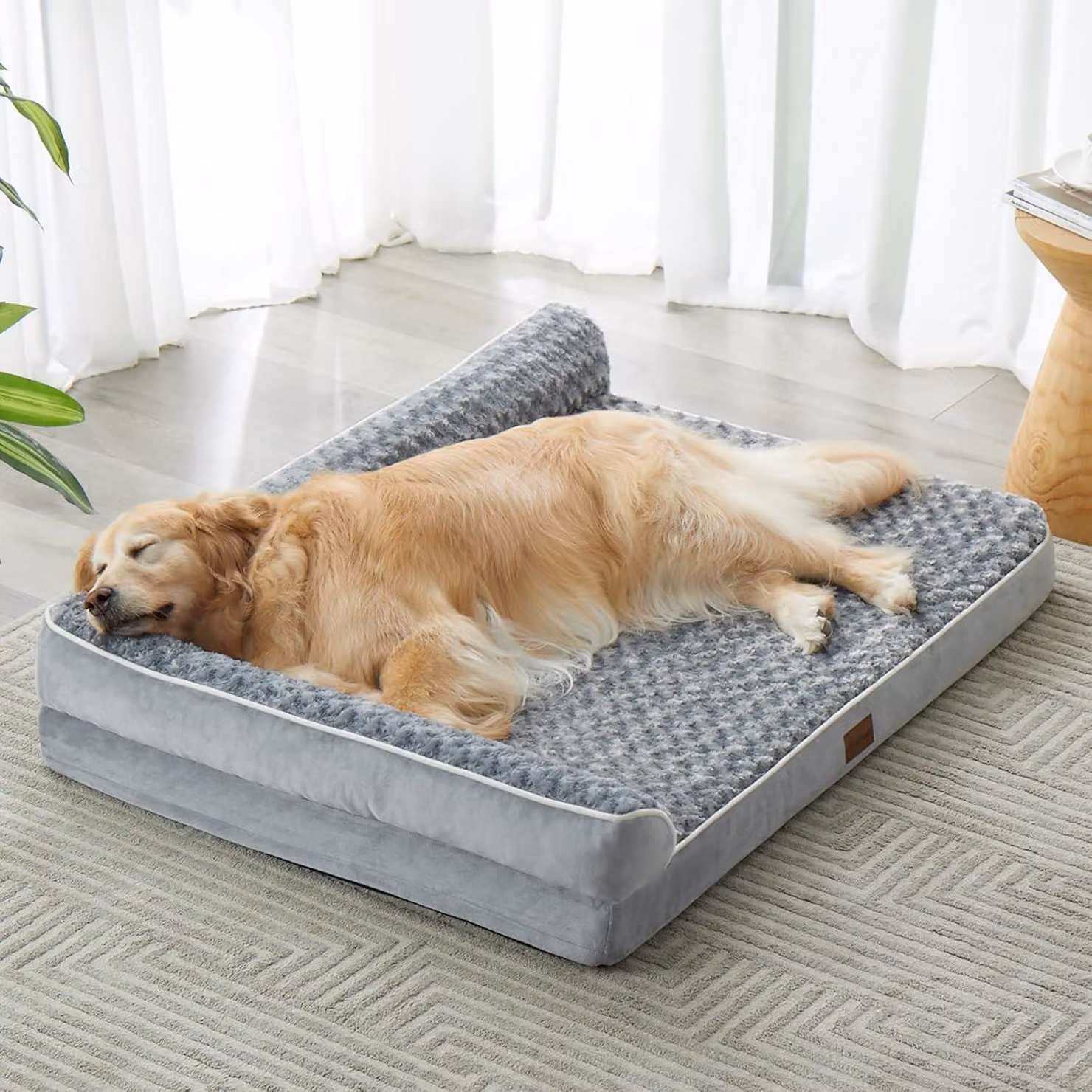 Cuccia ortopedica di grandi dimensioni per piccoli animali domestici – rivestimento impermeabile e lavabile, colore grigio, dimensioni: 107 cm (lunghezza) x 76 cm (larghezza) x 19 cm (altezza)