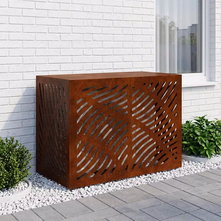 Copertura per condizionatore d'aria vidaXL in acciaio, colore ruggine, L 100 x P 50 x H 70 cm