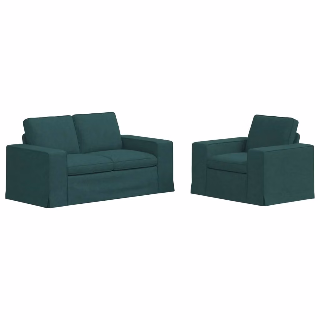 Set di 2 divani moderni vidaXL in tessuto verde e nero con struttura in metallo per soggiorno o camera da letto L: 182 cm, P: 80 cm, H: 82 cm – 2