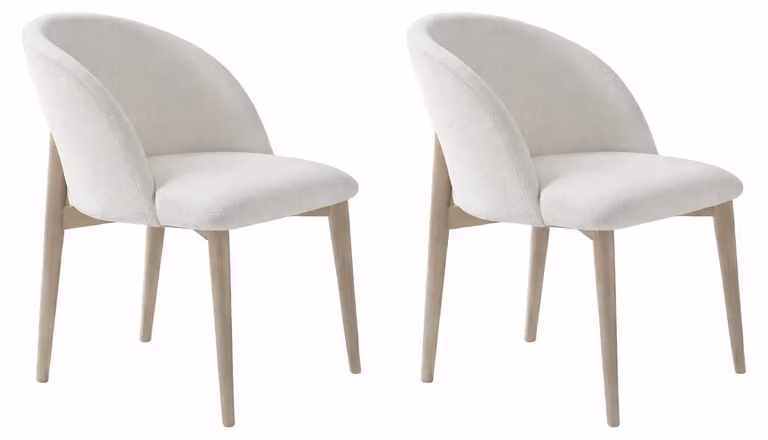 Set di sedie bianche, composto da due sedie imbottite, ideale per la sala da pranzo o come sedia da cucina