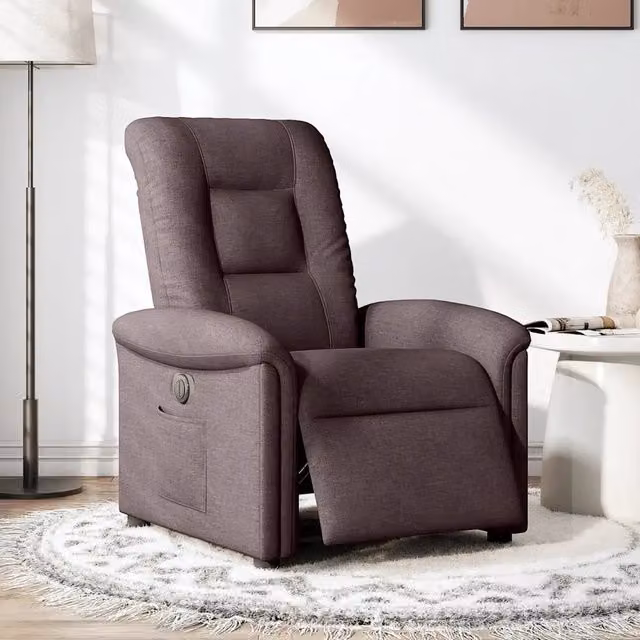 Poltrona Elettrica Reclinabile Marrone Scuro in Tessuto 3303239