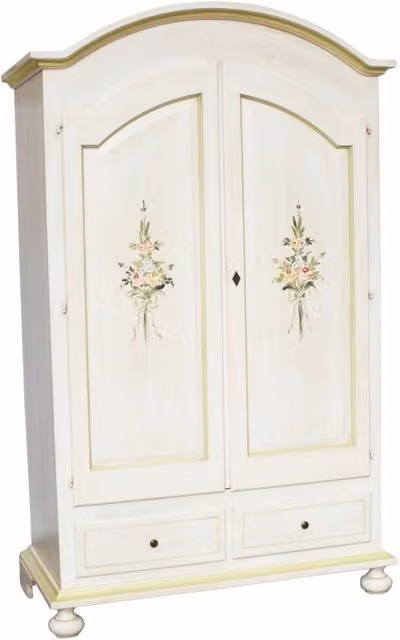 Armadio shabby chic in legno con 2 ante e cassetti integrati Mobili 2G L/P/H: 125 x 61 x 200 cm – 1