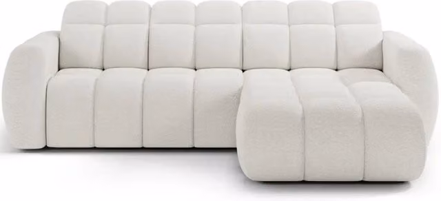 Divano ad angolo elettrico MEUBLORAMA FANOTI 3 posti beige con angolo destro, moderno e con poggiatesta e profondità seduta regolabili