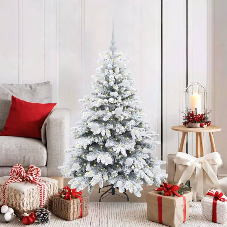Albero di Natale artificiale bianco vidaXL con 150 LED luce bianca calda, Altezza: 120 cm, in PE e PVC