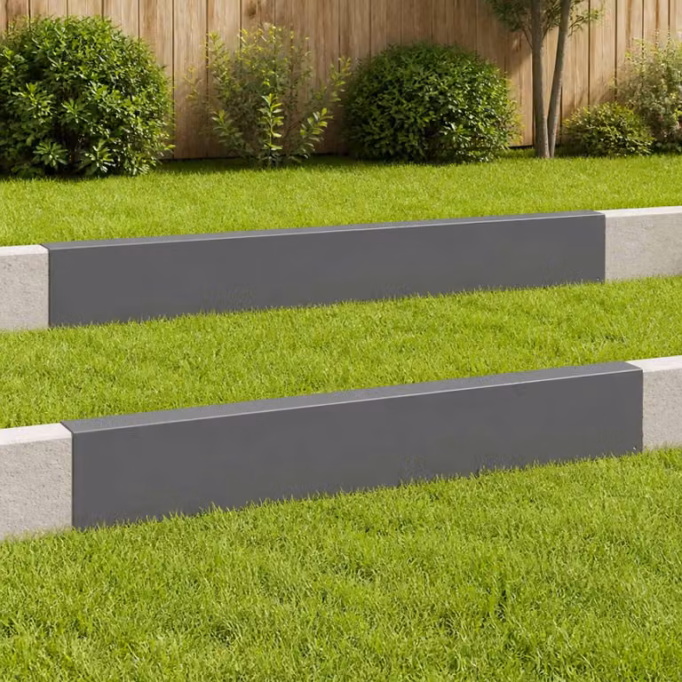 Set di 2 profili di copertura per giardino vidaXL in acciaio, colore antracite/grigio, L 100 x P 5 x H 15 cm