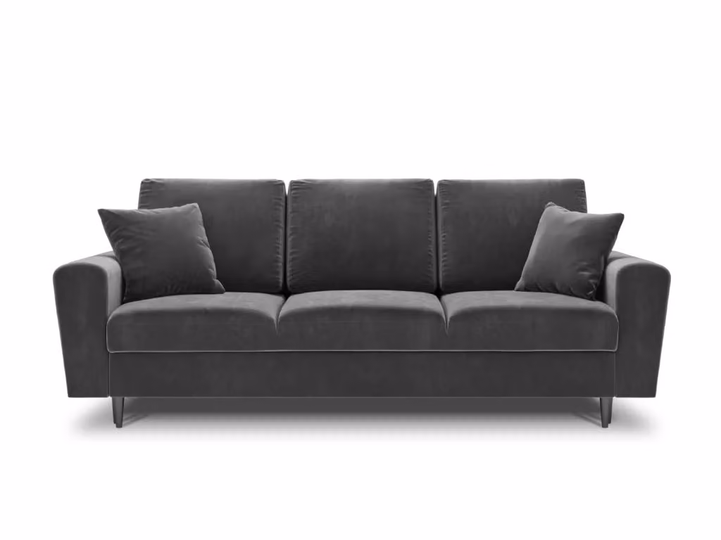 Divano convertibile con contenitore Kyoto Cosmopolitan Design a 3 posti in velluto grigio chiaro con funzione letto L/P/H: 235 x 88 x 80 cm – 2