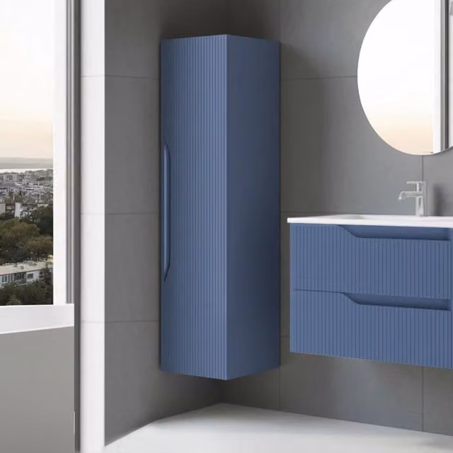 Colonna bagno sospesa Soho colore azzurro opaco effetto cannettato 35x30x120H