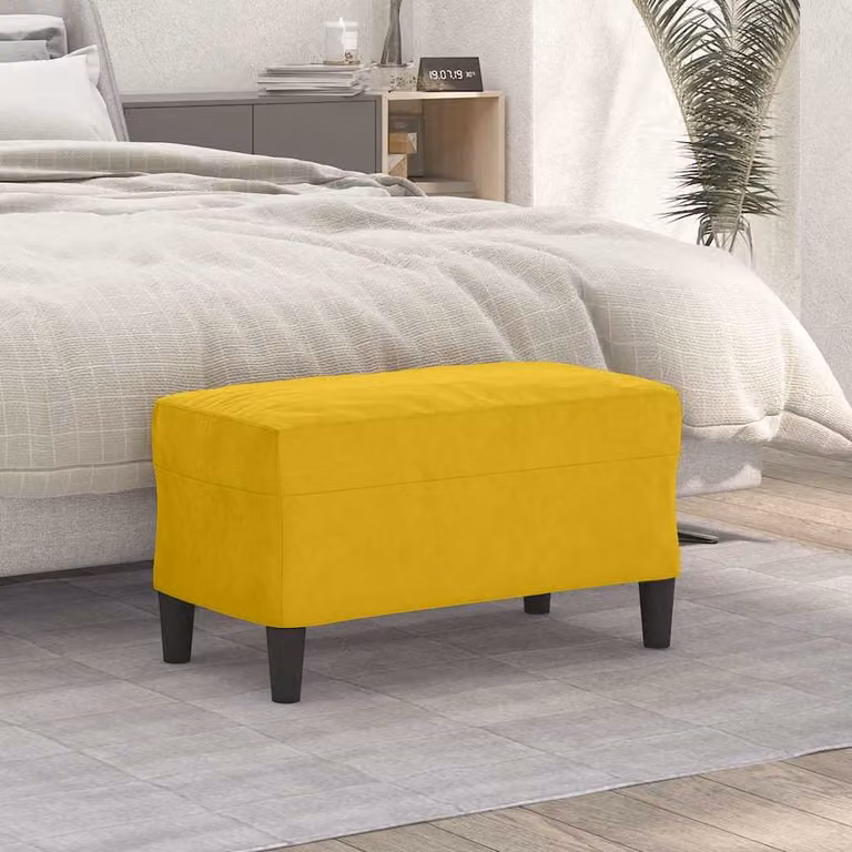 Panca vidaXL in velluto giallo con struttura in legno, L 70 x P 35 x H 41 cm