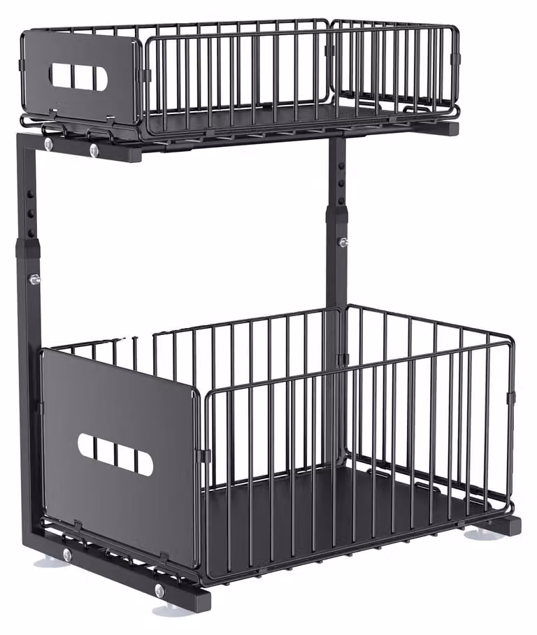 Organizzatore estraibile, altezza regolabile, design a 2 livelli, colore nero