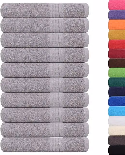 Set di 10 asciugamani vidaXL in cotone spugna grigi, L 100 cm x P 200 cm, 360 g/m²