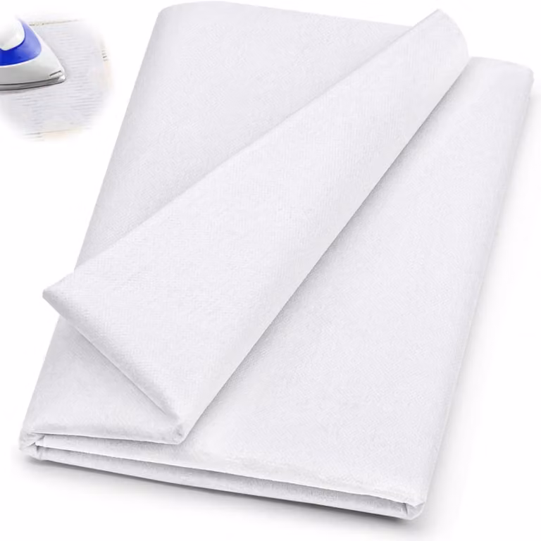 Feltro termoadesivo bianco, dimensioni 1x2 metri, 50 g/m², adesivo su un lato