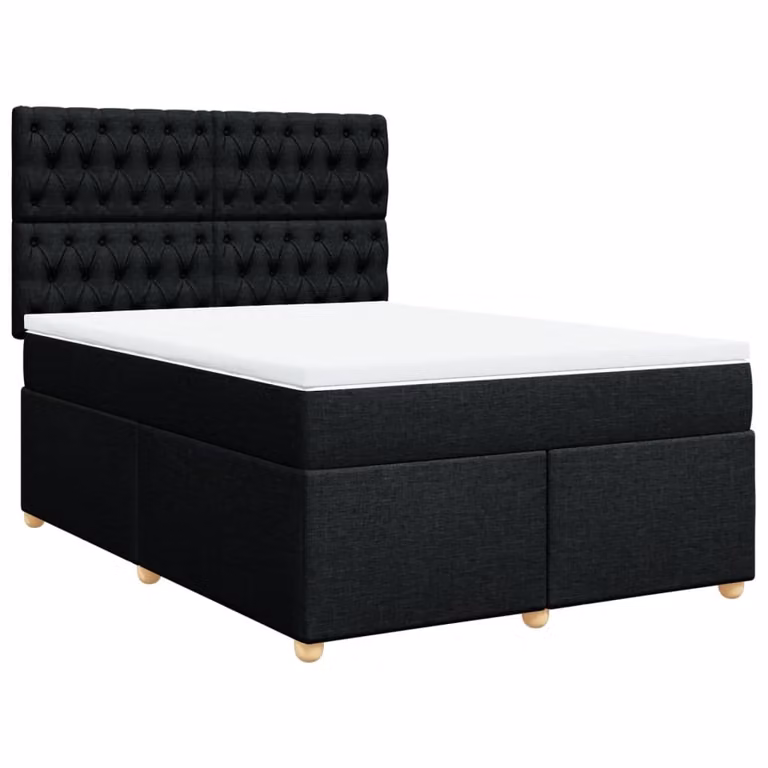 Giroletto a Molle con Materasso Nero 140x190 cm in Tessuto