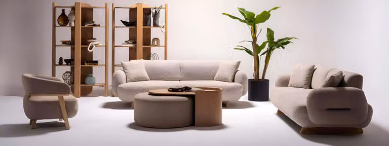 Moderne Beige Wohnzimmer Sofagarnitur Designer 3-Sitzer Textil Möbel