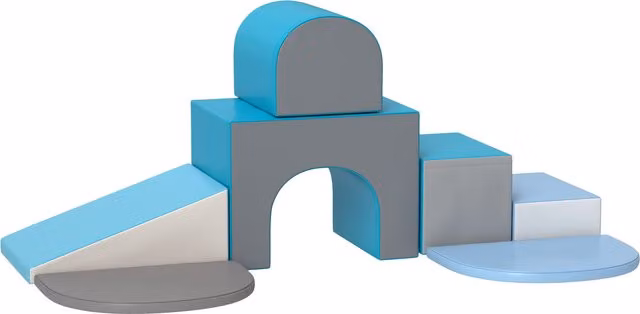 Set da gioco per bambini HOMCOM con 7 blocchi colorati in schiuma PU e EPE, Blu e Grigio, L/P/H: 170 x 130 x 40 cm