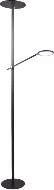Regina - Piantana a Led Nera in metallo H.180 cm Fabas Luce - 2 luci da 36W e 12W a led integrato 3000K