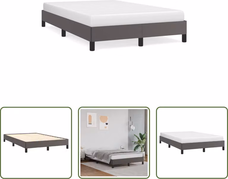 The Living Store Struttura letto grigia 120x190 cm in ecopelle