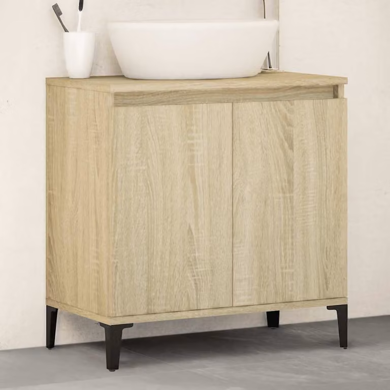 Mobile Lavabo vidaXL in Rovere Sonoma Marrone con Ante a Battente, L/P/H: 58 x 33 x 60 cm