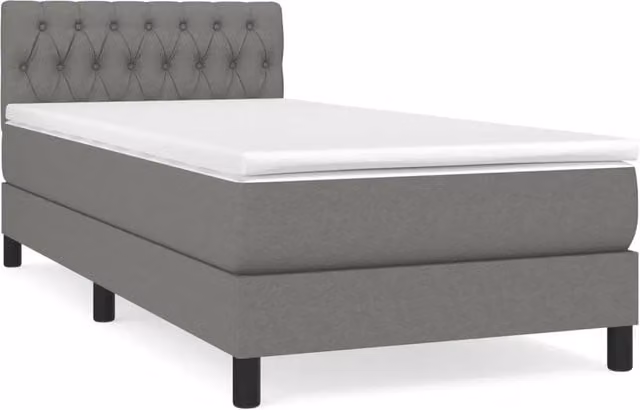Letto singolo | Letto per adulti | Giroletto a Molle con Materasso Grigio Scuro 90x190 cm Tessuto