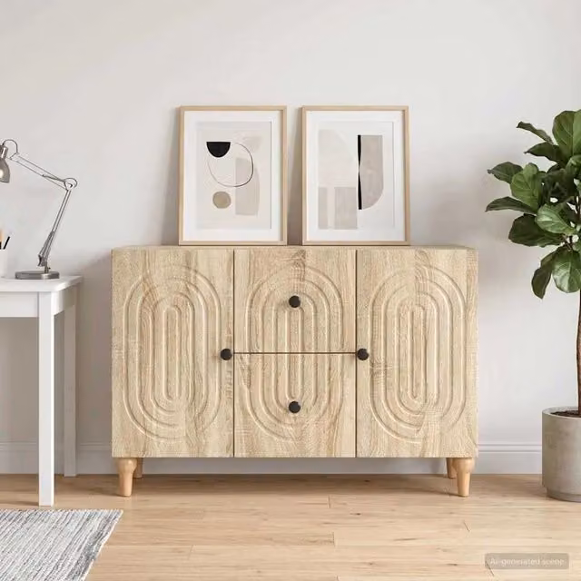 Mobile TV vidaXL in legno ingegnerizzato color beige e rovere sonoma, L 89 cm x P 34,5 cm x H 60 cm