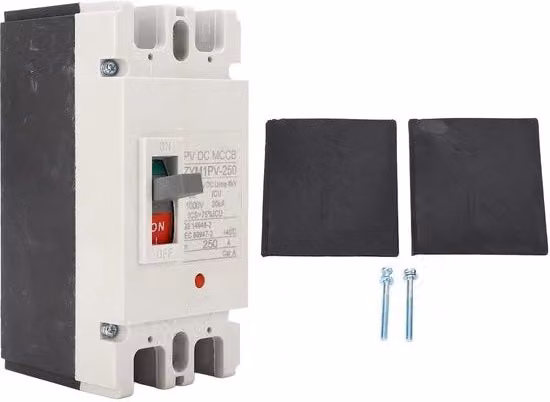 Miniinterruttore magnetotermico bipolare 1000V 250A per protezione da cortocircuito colore bianco