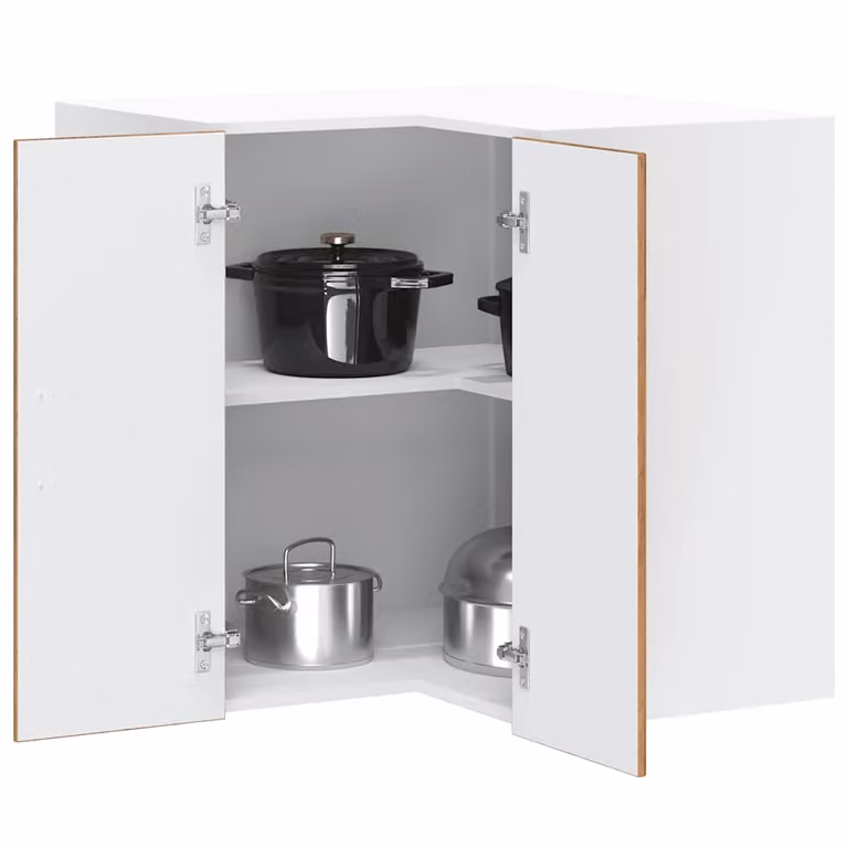 Pensile da cucina ad angolo moderno vidaXL in MDF e composito, colori marrone e bianco, L: 60 cm, H: 57 cm, P: 57 cm