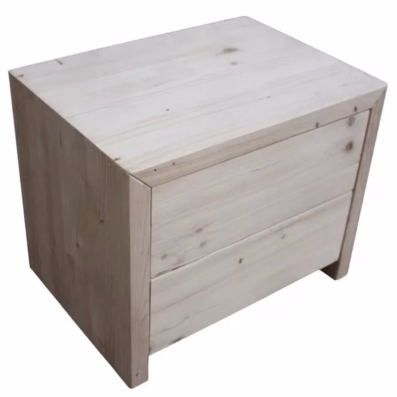 Comodino shabby chic con 2 cassetti Mobili 2G in legno massello di abete bianco L: 55 cm, P: 40 cm, H: 45 cm – 3
