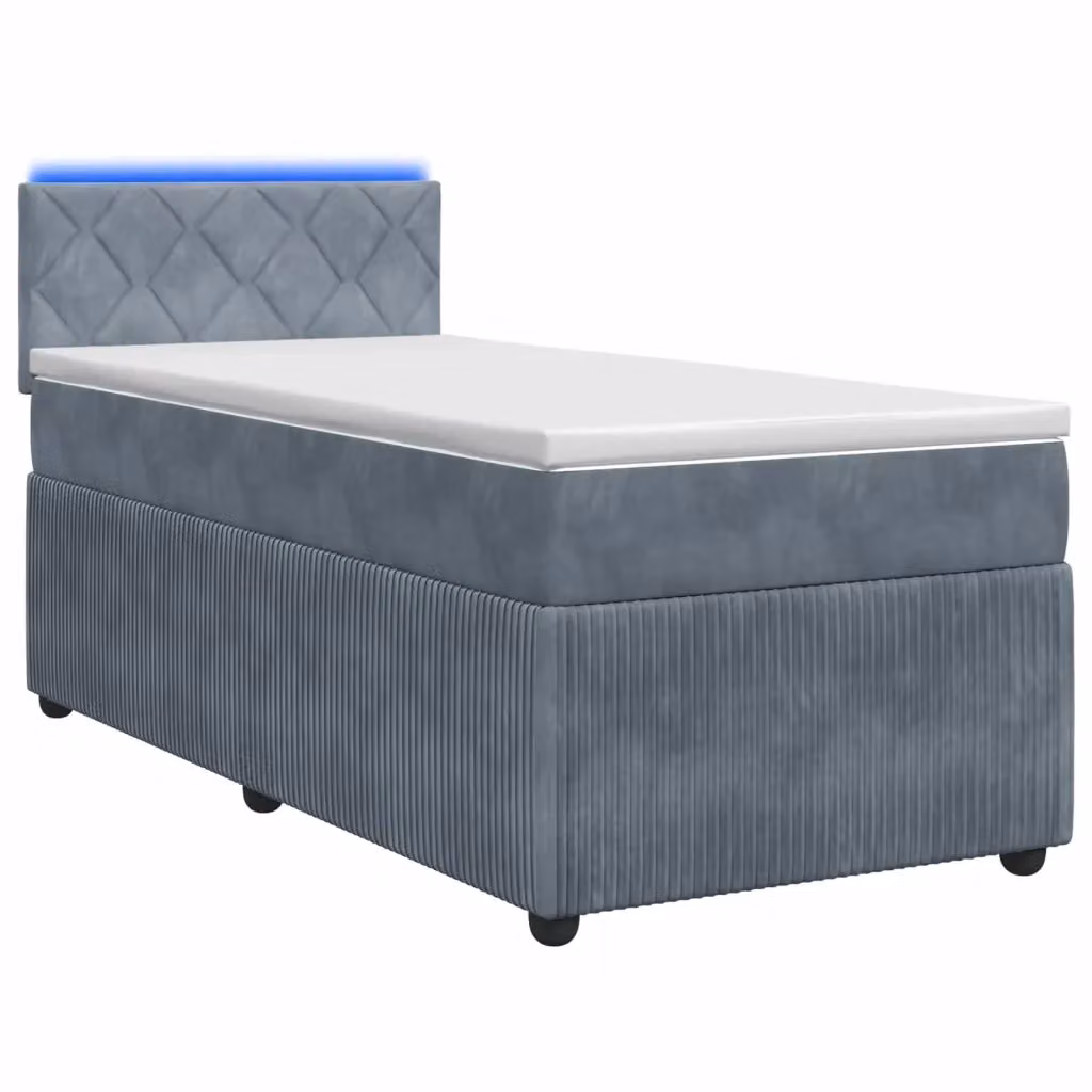 Letto box spring con materasso ibrido vidaXL in velluto grigio con base a sollevamento e porta USB L/P/H: 200 x 80 x 100,5 cm – 2