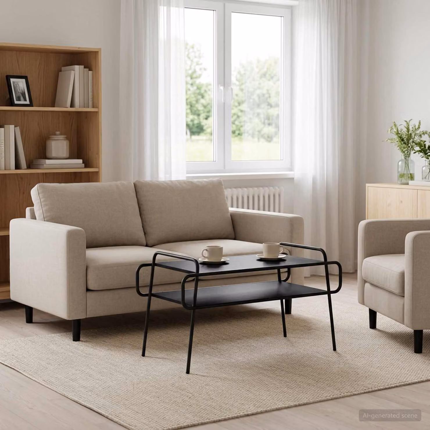 vidaXL Tavolino da salotto moderno in rovere e nero L 100 cm x P 50 cm x H 51 cm
