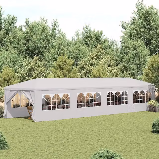 Gazebo da giardino vidaxl bianco con finestra in acciaio e poliestere L: 300 cm, P: 300 cm, H: 255 cm