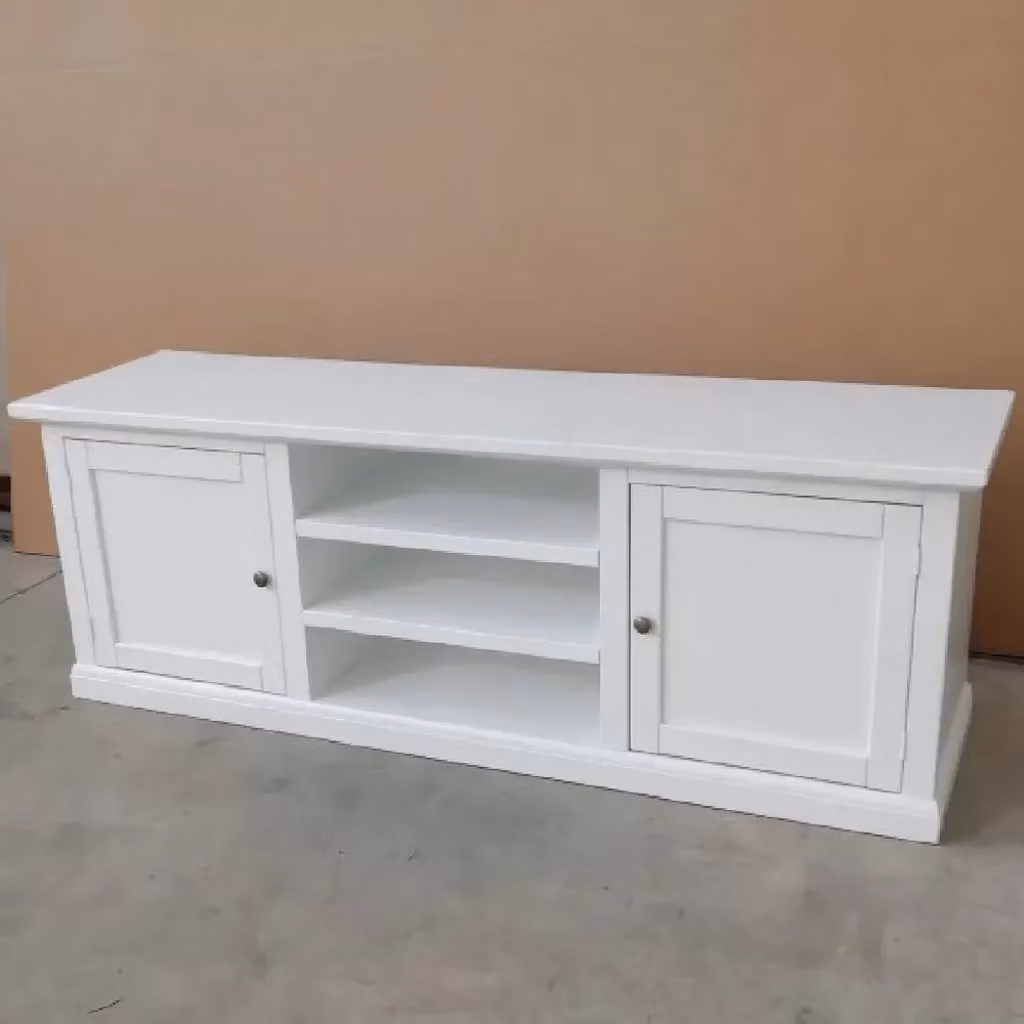 Porta TV Mobili 2G in legno stile shabby chic bianco con 2 ante L: 160 cm, P: 46 cm, H: 56 cm – 1