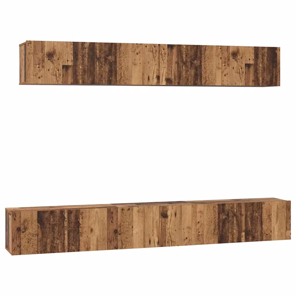 Set mobile TV moderno vidaXL in legno effetto vecchio marrone da 5 pezzi – 2