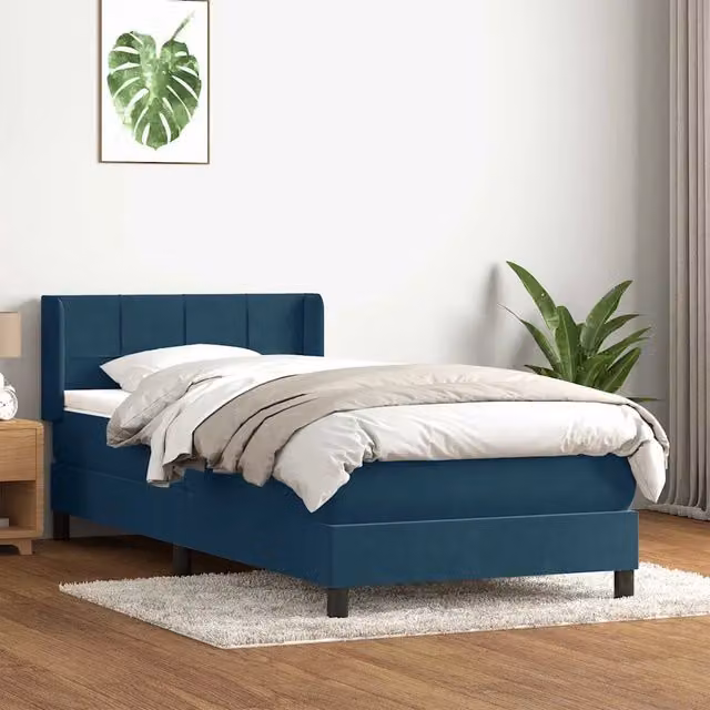 Giroletto a Molle con Materasso Blu Scuro 80x220 cm Velluto 3318139