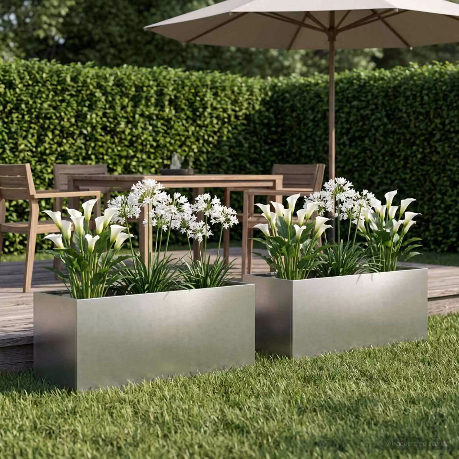 Set di 2 vasi da giardino vidaXL in acciaio inox color argento, H 80 x L 40 x P 40 cm