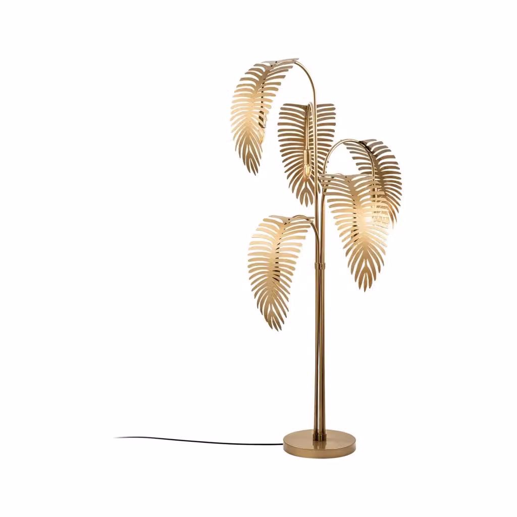 Lampada da terra moderna Tifernina in metallo e vetro, colore oro/ottone, Attacco E14 – 2