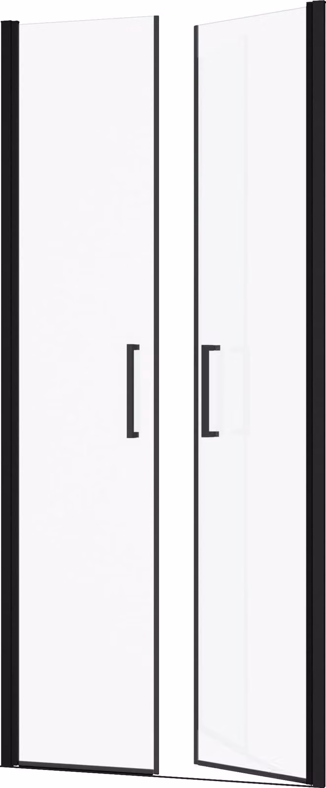 Porta doccia a doppia anta 90x200 cm - Vetro temperato trasparente 6 mm - Profilo nero opaco