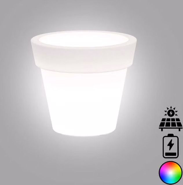 Vaso luminoso moderno di design in polimero con LED multicolor e ricarica solare per interno ed esterno Ø50 H44 cm – 1