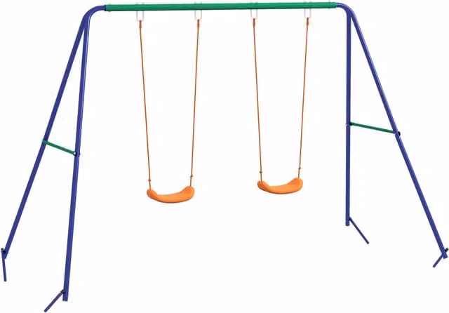 Altalena per bambini Xylo con 2 sedute in metallo e polipropilene resistente ai raggi UV, multicolore, portata massima 90 kg